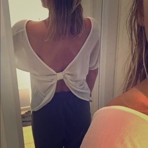 white throw-over sexy back top